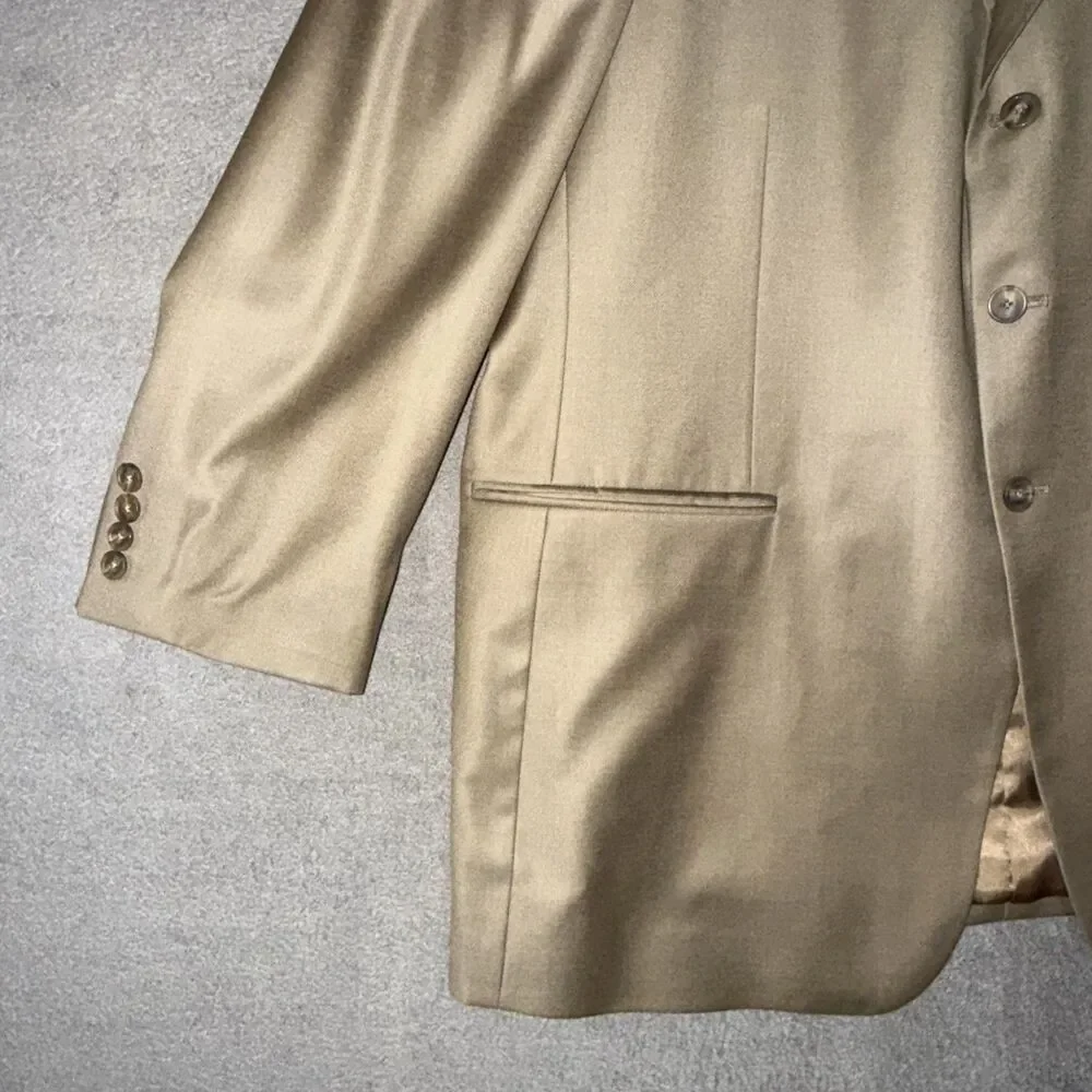 John W. Nordstrom Suit Jacket Blazer 48R Loro Piana Super 120s Wool 3-Button Tan